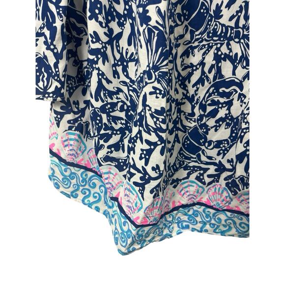 LILLY PULITZER NEVIE OFF-THE-SHOULDER TOP *KRILLIN IT* OYSTER BAY BLUE WHITE - Picture 5 of 9